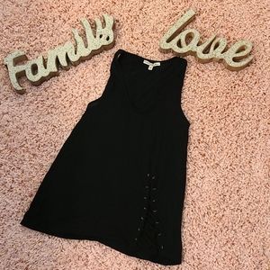 Express black t-shirt material tank top.